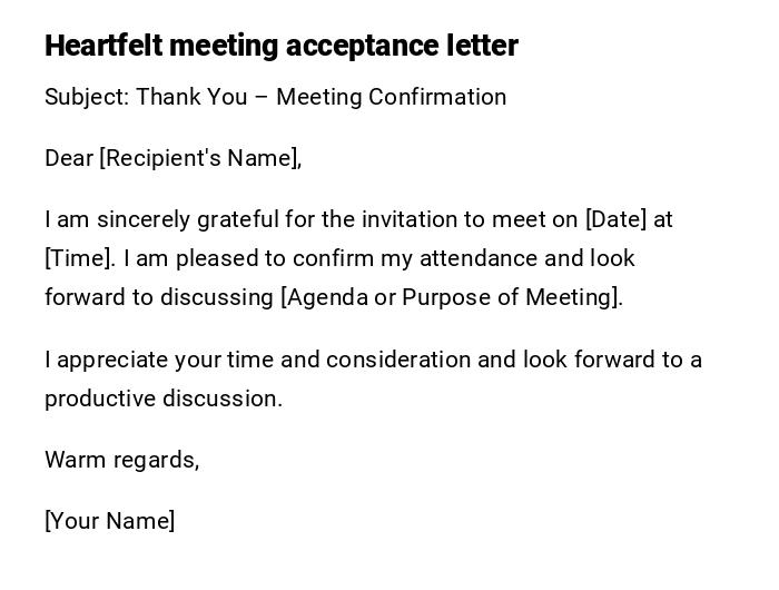 Heartfelt meeting acceptance letter Heartfelt meeting acceptance letter