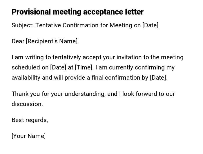 Provisional meeting acceptance letter Provisional meeting acceptance letter