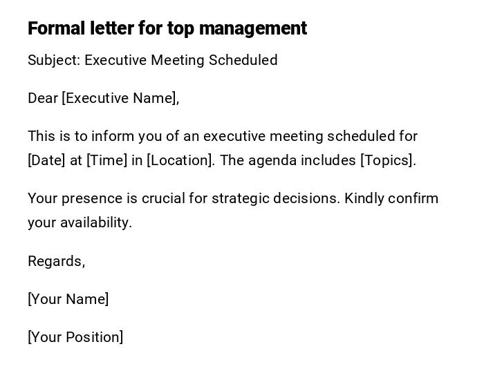Formal letter for top management