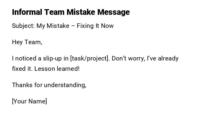 Informal Team Mistake Message