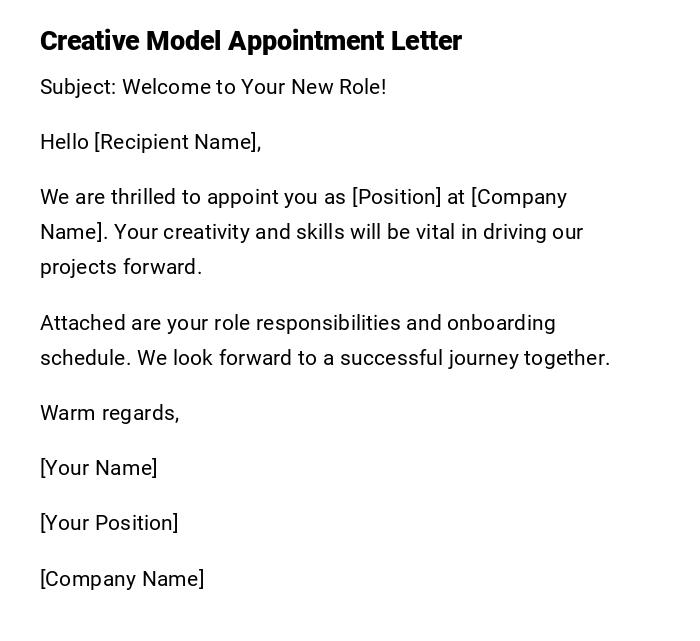 Creative Model Appointment Letter