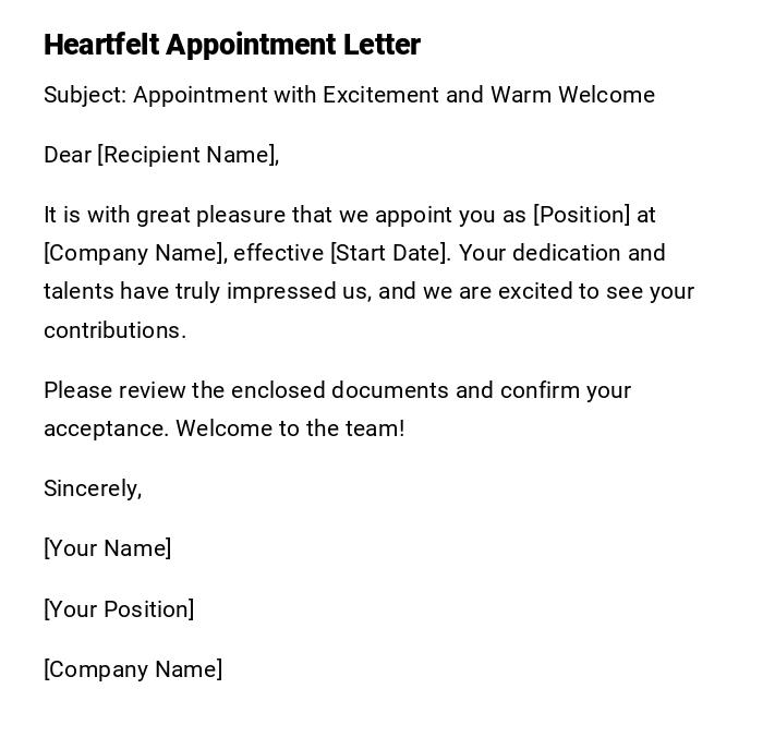Heartfelt Appointment Letter