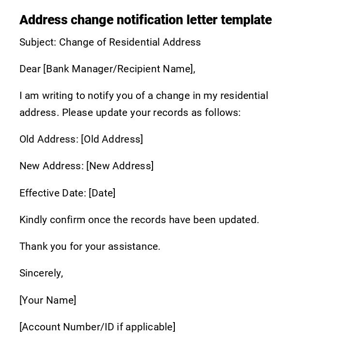 Address change notification letter template