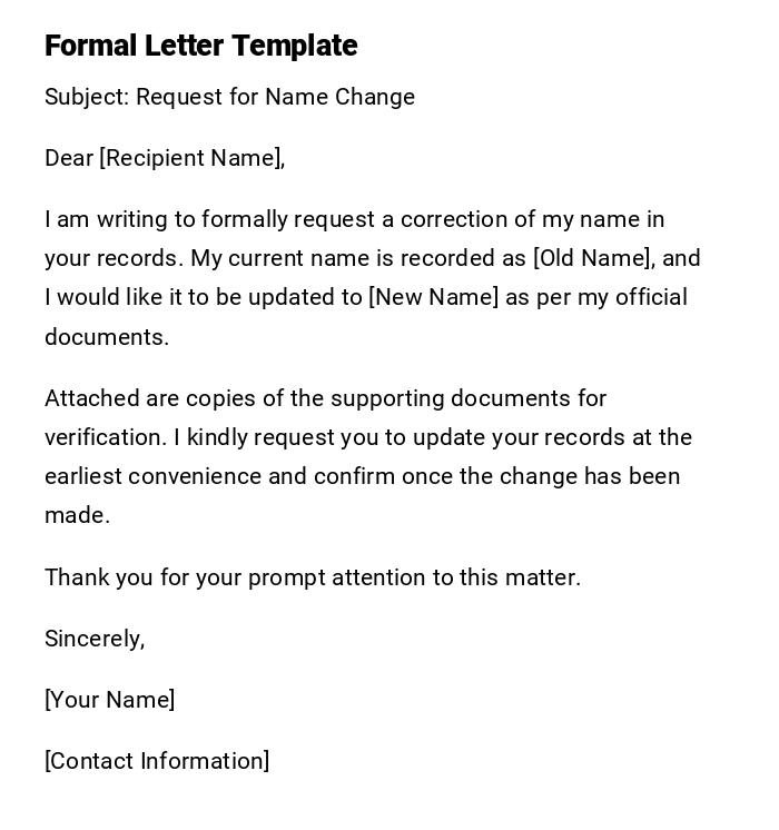 Formal Letter Template