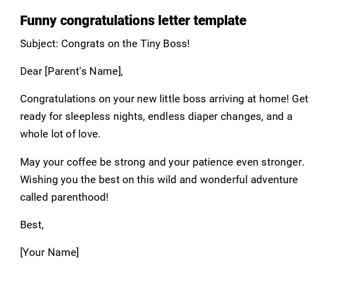 Funny congratulations letter template