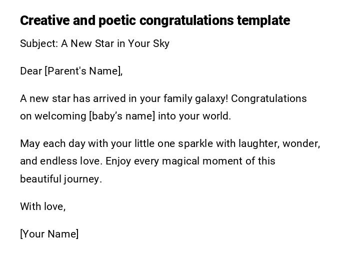 Creative and poetic congratulations template