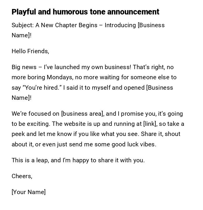 Playful and humorous tone announcement
