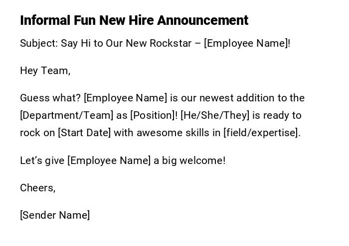 Informal Fun New Hire Announcement