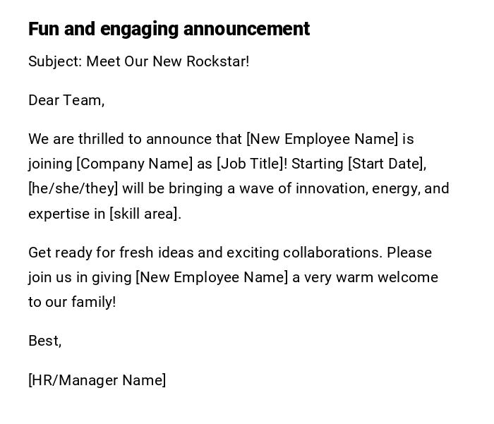 Fun and engaging announcement