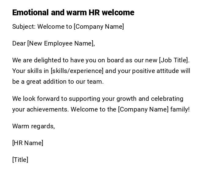 Emotional and warm HR welcome
