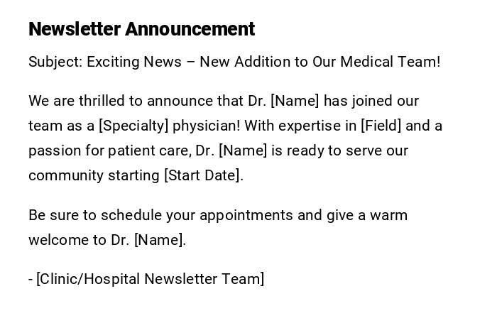 Newsletter Announcement