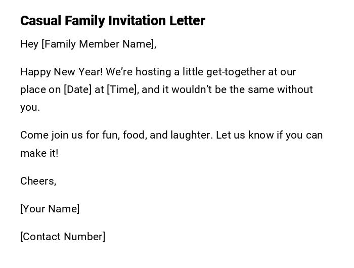 Casual Family Invitation Letter