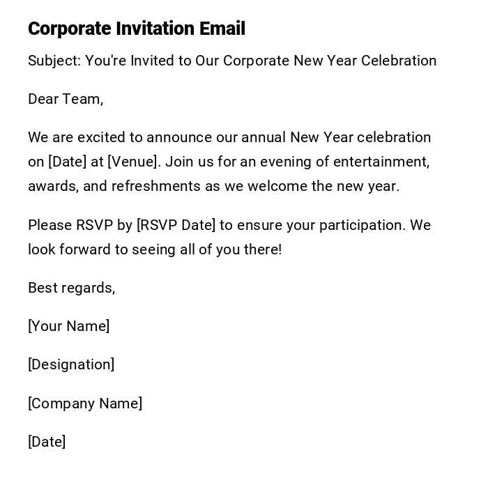 Corporate Invitation Email