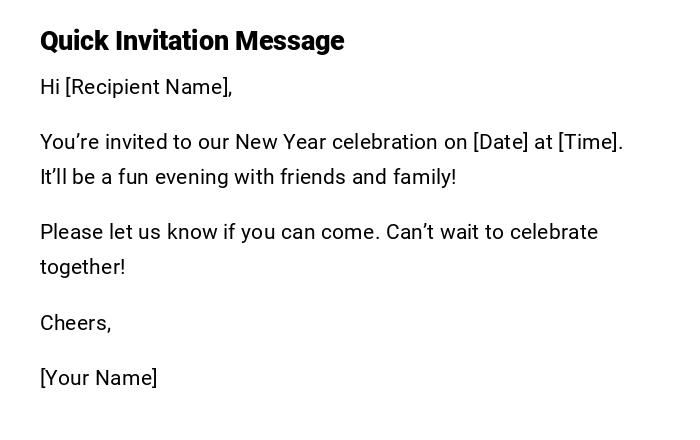 Quick Invitation Message