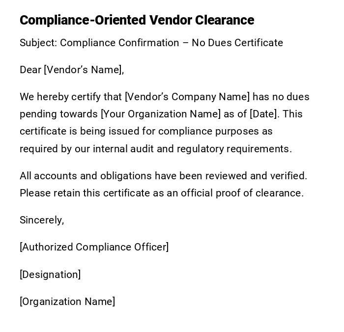 Compliance-Oriented Vendor Clearance