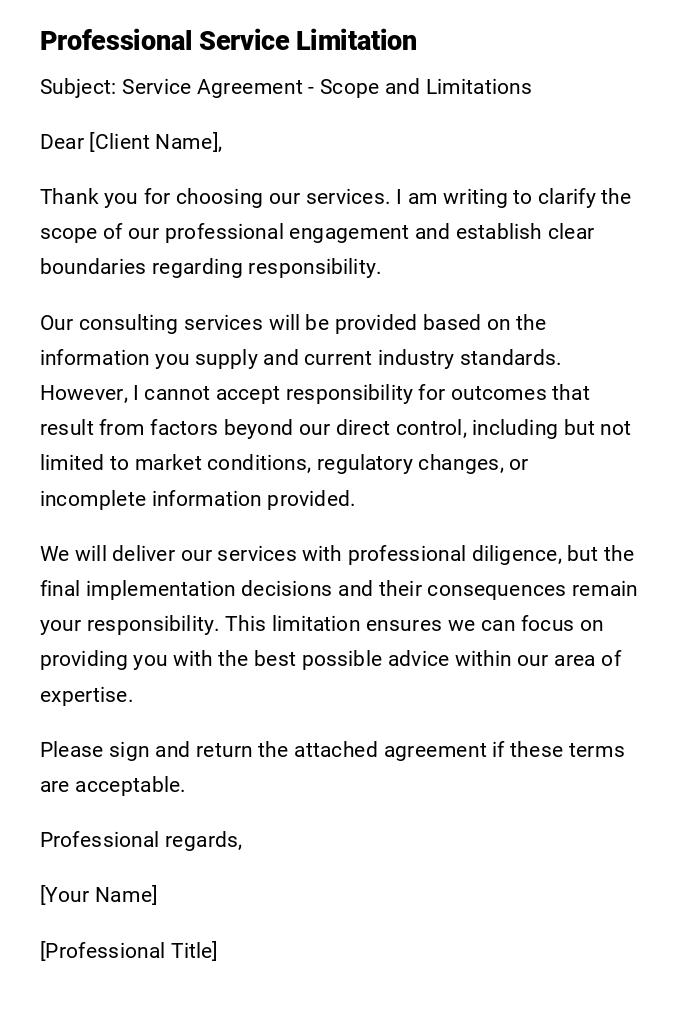 Professional Service Limitation
