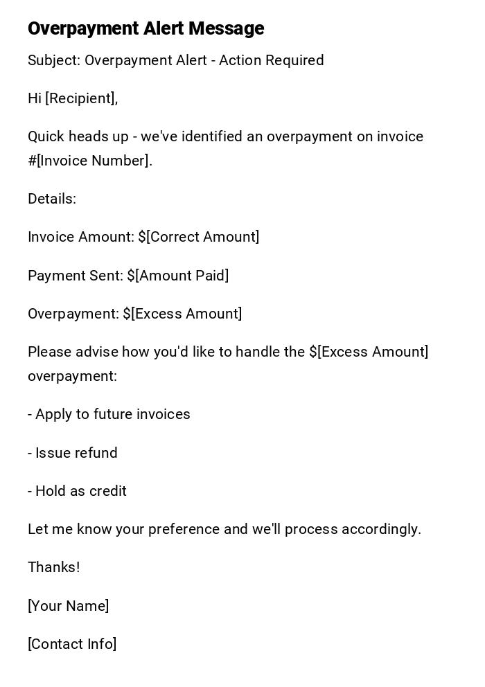 Overpayment Alert Message