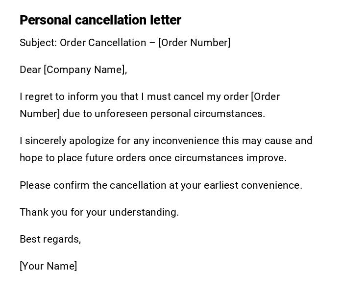 Personal cancellation letter