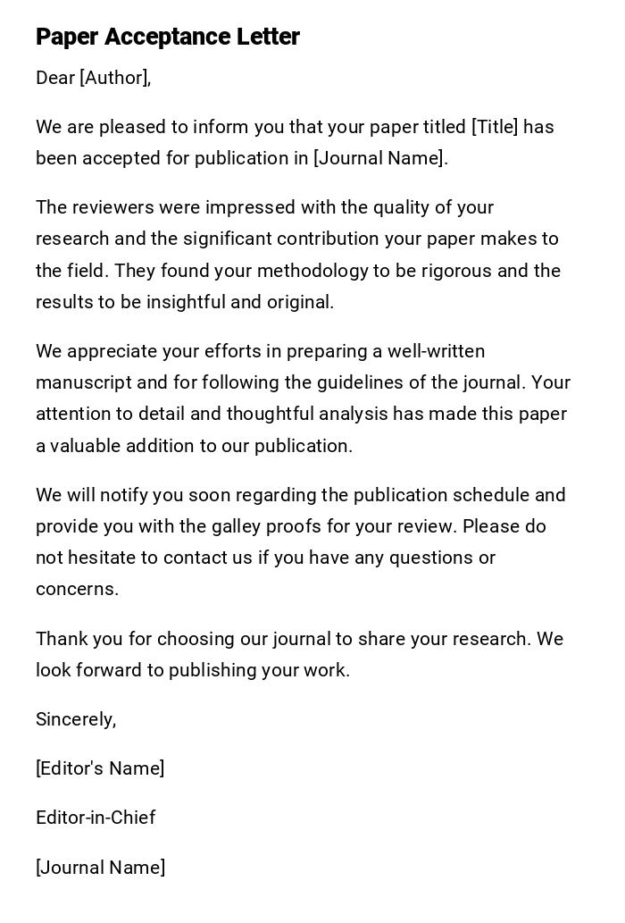 Paper Acceptance Letter