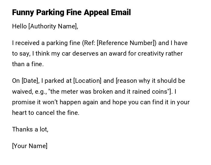 Funny Parking Fine Appeal Email