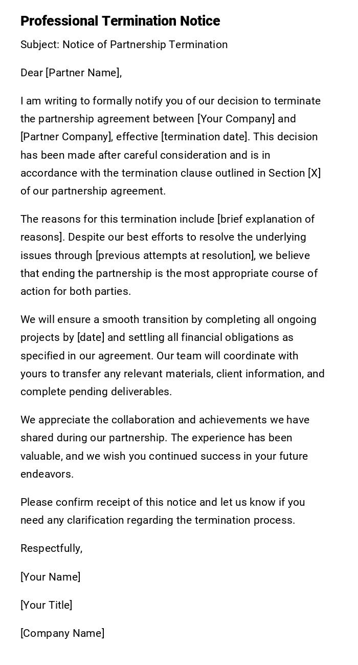 Professional Termination Notice