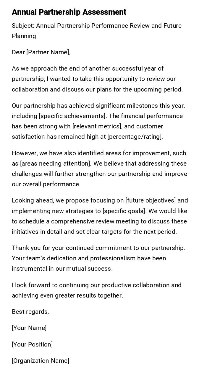 Annual Partnership Assessment