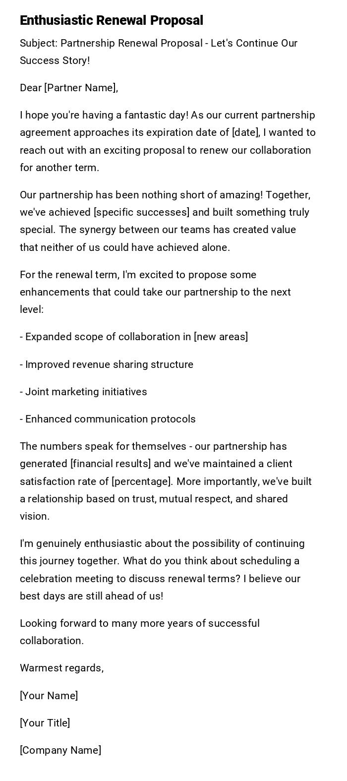 Enthusiastic Renewal Proposal