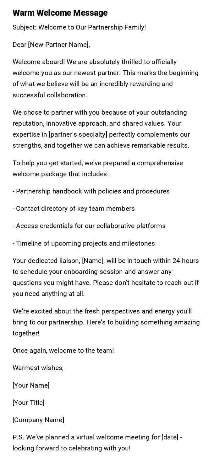 Warm Welcome Message