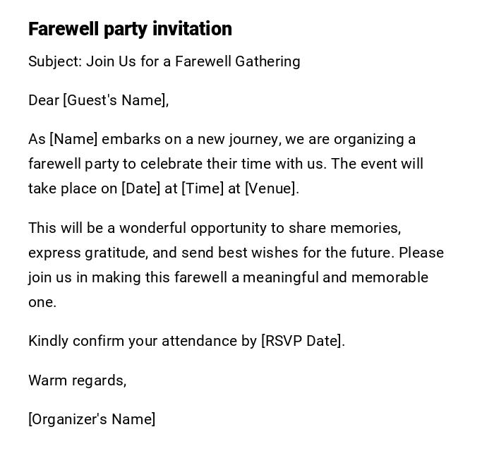 Farewell party invitation