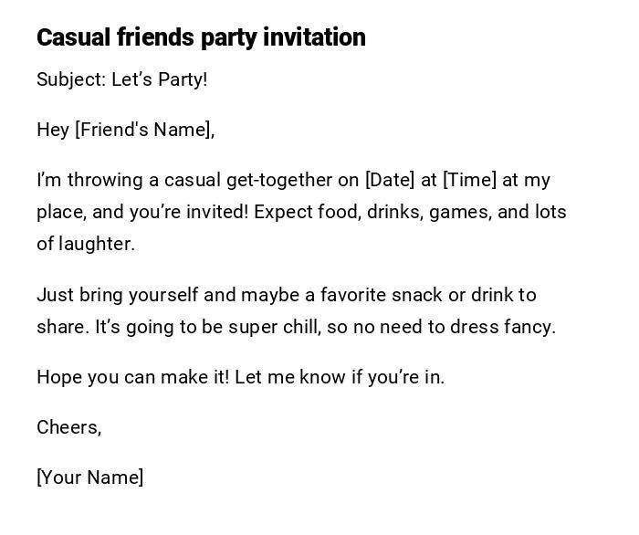 Casual friends party invitation