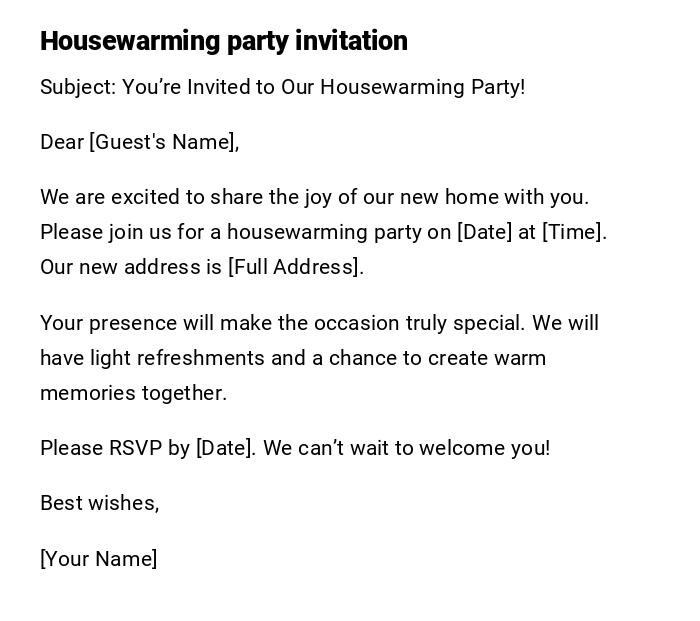 Housewarming party invitation