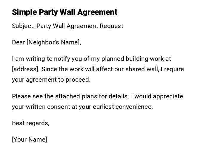 Simple Party Wall Agreement