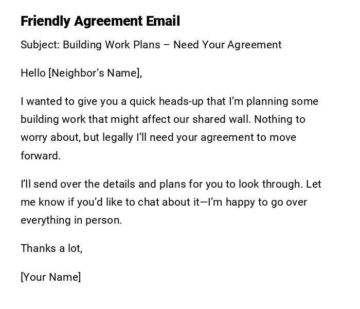 Friendly Agreement Email