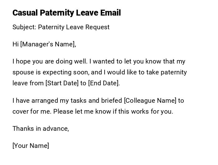 Casual Paternity Leave Email
