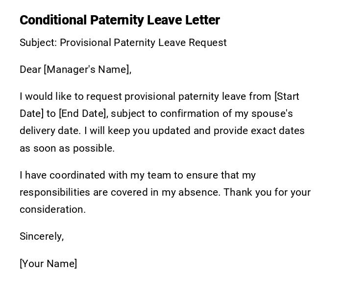 Conditional Paternity Leave Letter