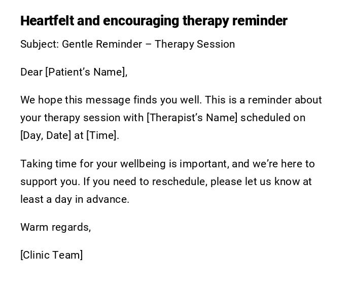 Heartfelt and encouraging therapy reminder