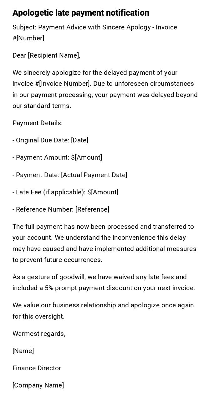 Apologetic late payment notification