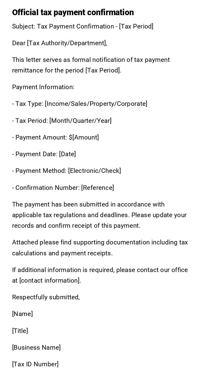 Official tax payment confirmation