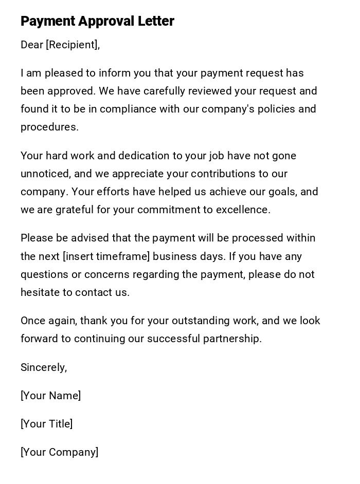 Payment Approval Letter Payment Approval Letter