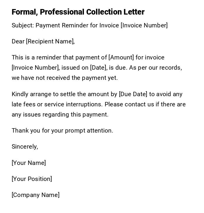 Formal, Professional Collection Letter