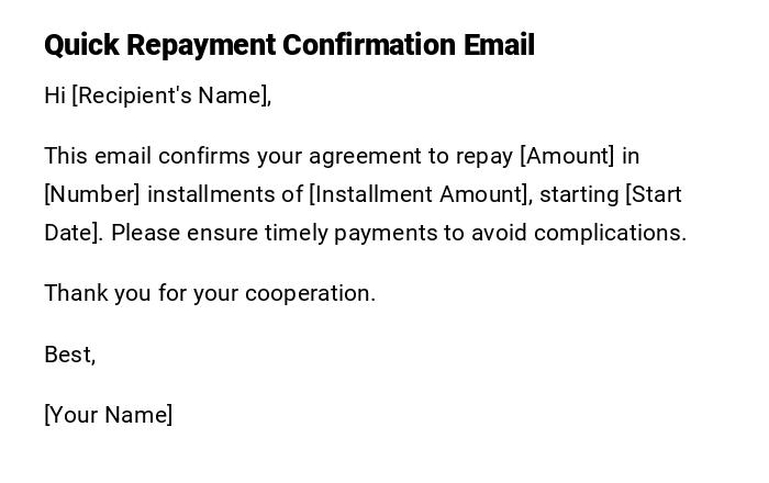 Quick Repayment Confirmation Email