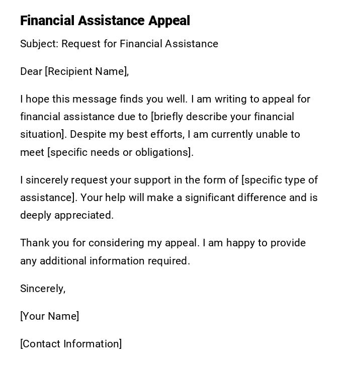 Financial Assistance Appeal