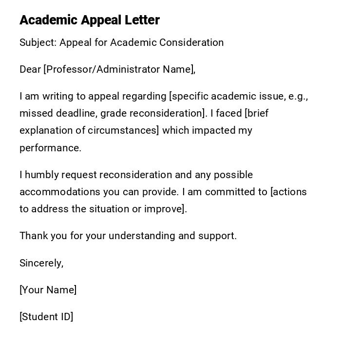Academic Appeal Letter