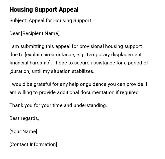 Housing Support Appeal