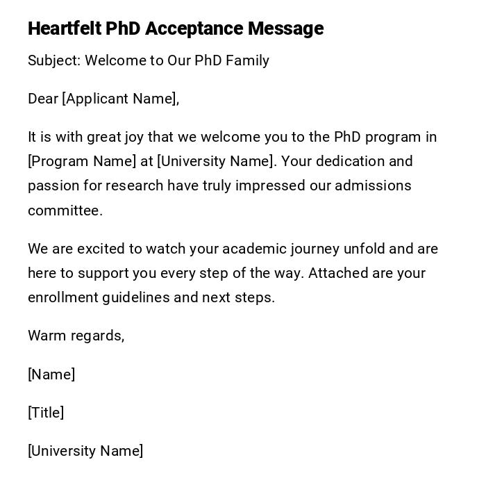 Heartfelt PhD Acceptance Message