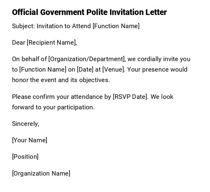 Official Government Polite Invitation Letter Official Government Polite Invitation Letter