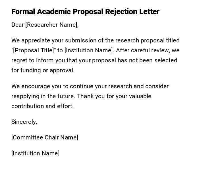 Formal Academic Proposal Rejection Letter
