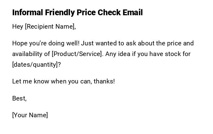 Informal Friendly Price Check Email