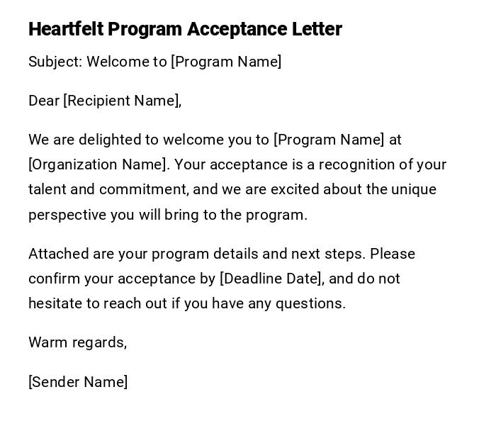 Heartfelt Program Acceptance Letter