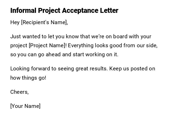 Informal Project Acceptance Letter